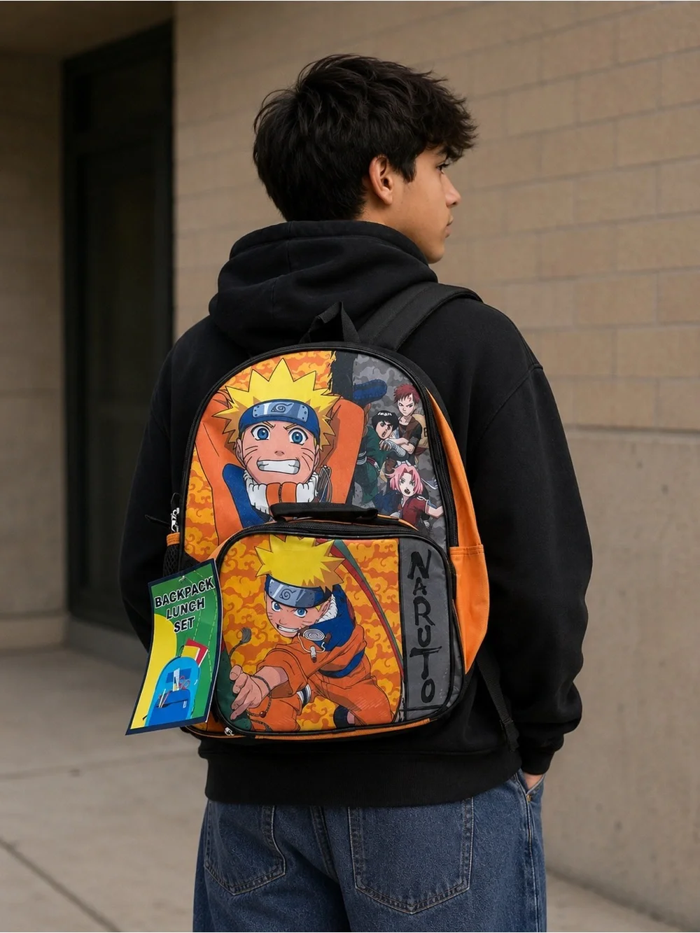 Naruto Kids Orange Character Backpack - School Lunch Set